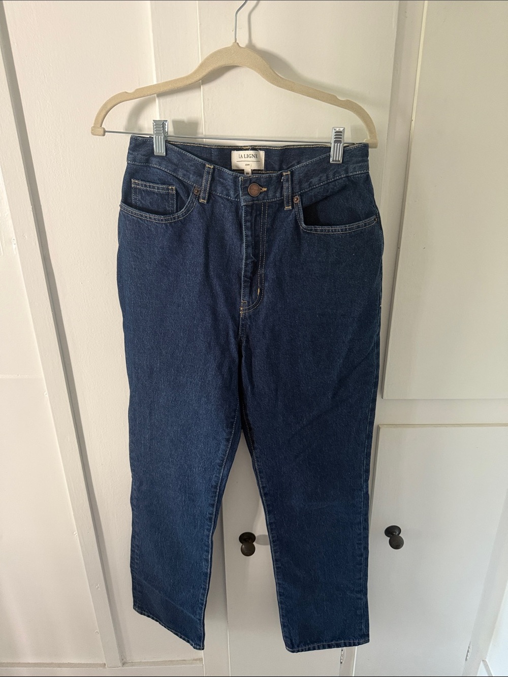 La Ligne High-Rise Dark Blue Straight-Leg Jeans 28